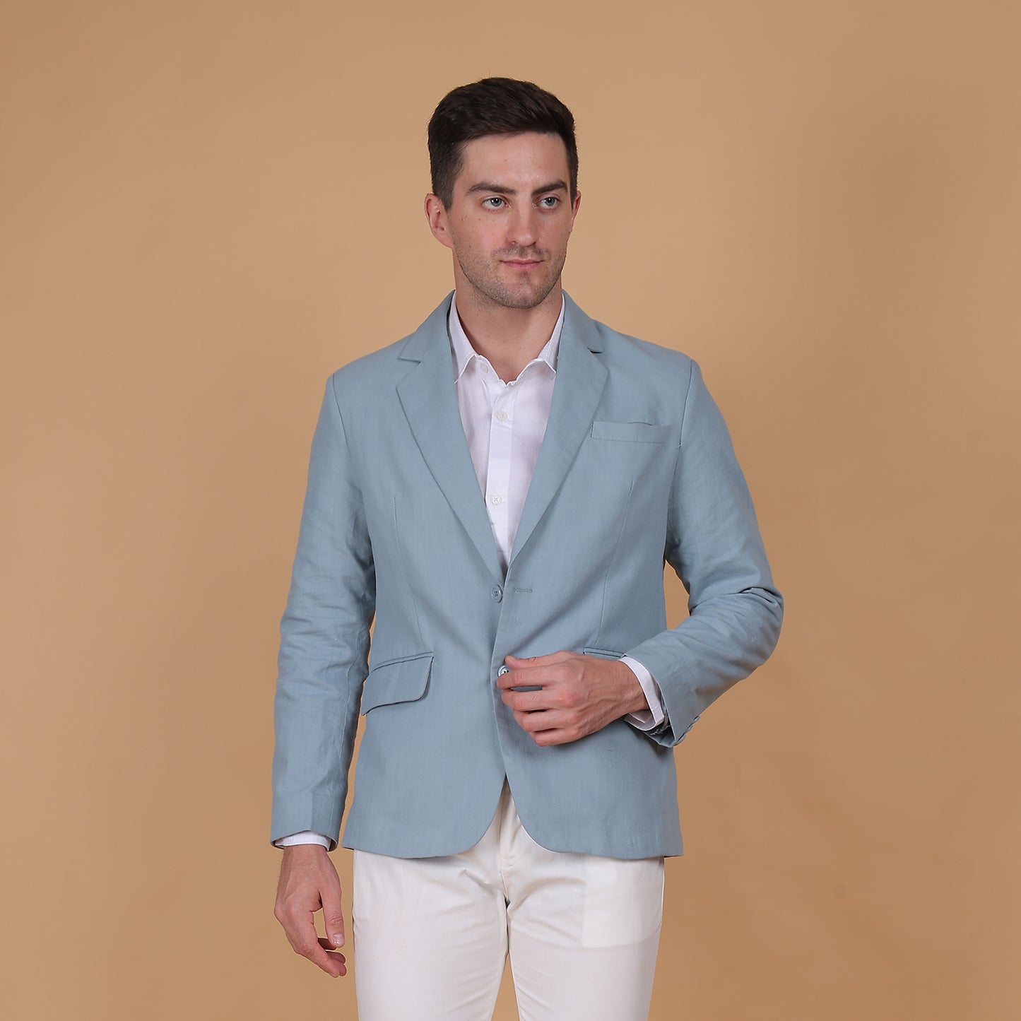 Azure Dusk Linen Blazer