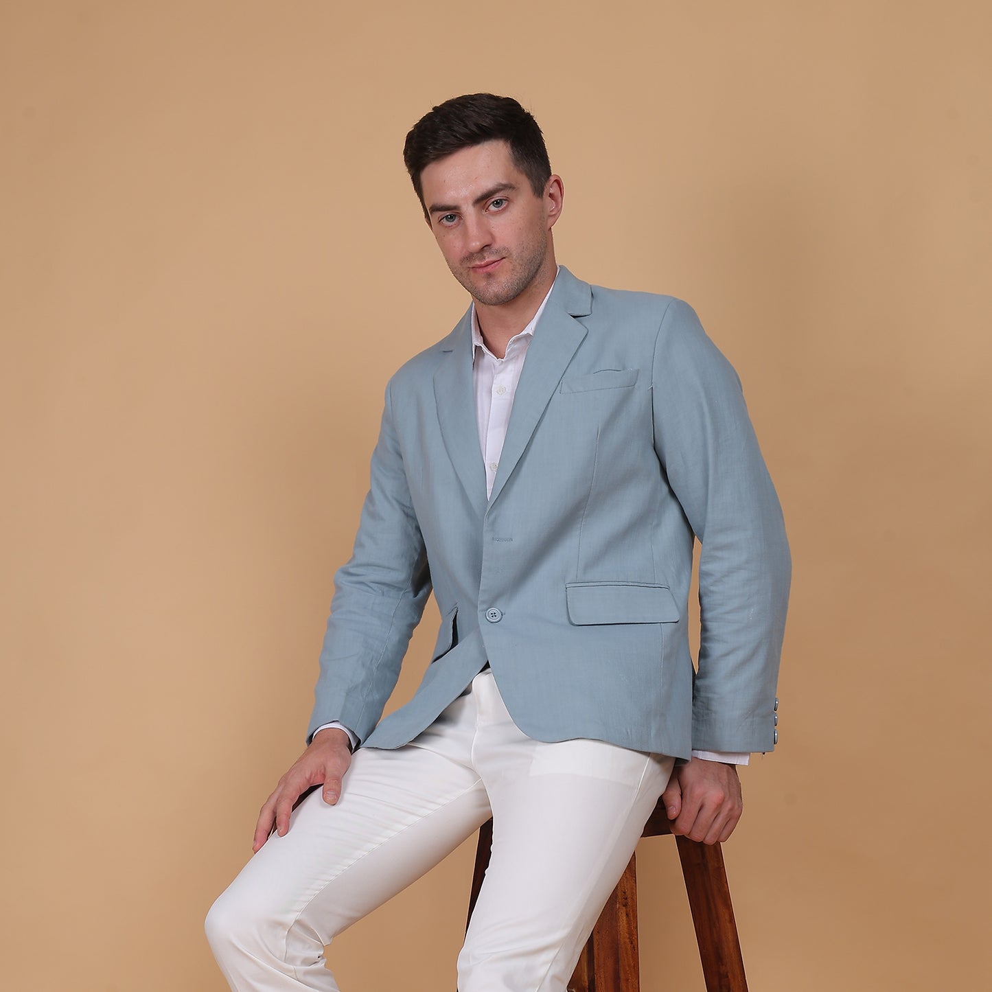 Azure Dusk Linen Blazer