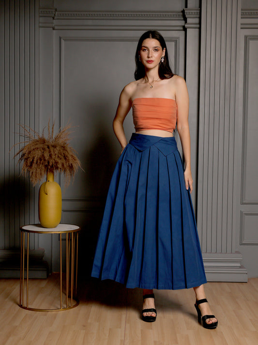 Metallic Peach Drape & Indigo Flow Set