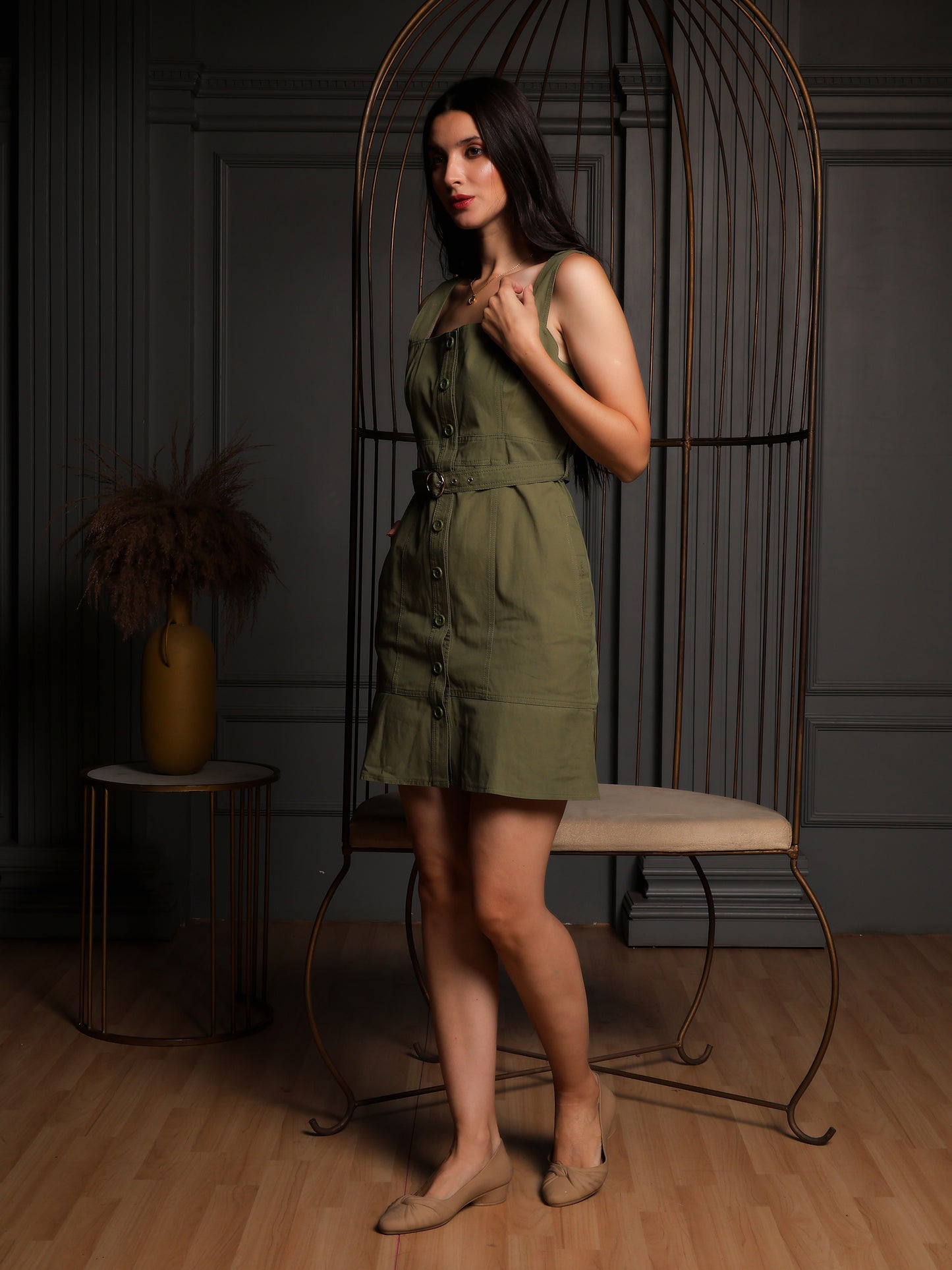 Sagewood Utility Mini Dress