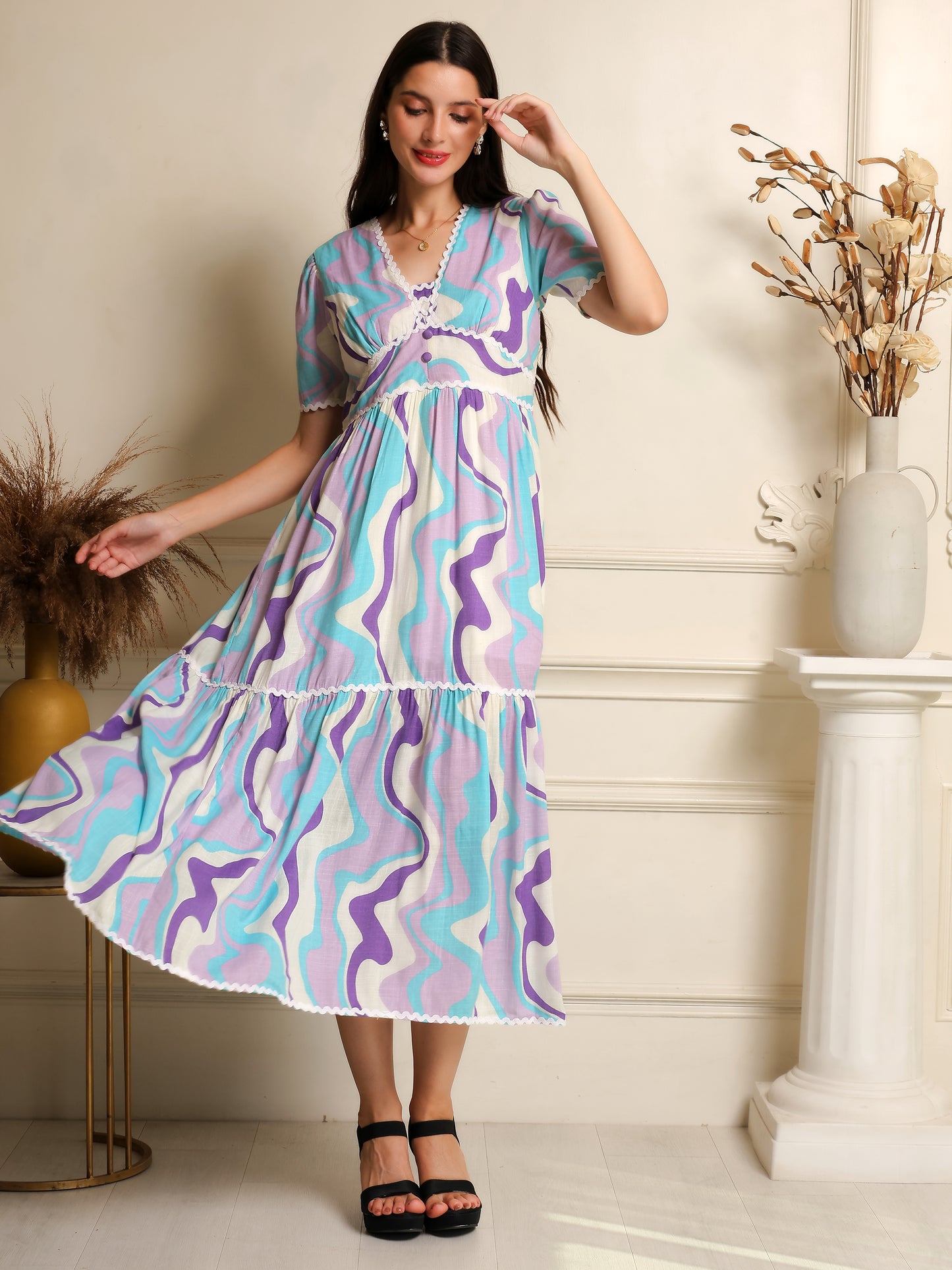Wavy Mirage Midi Dress