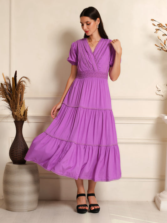Lavender Grace Tiered Midi Dress