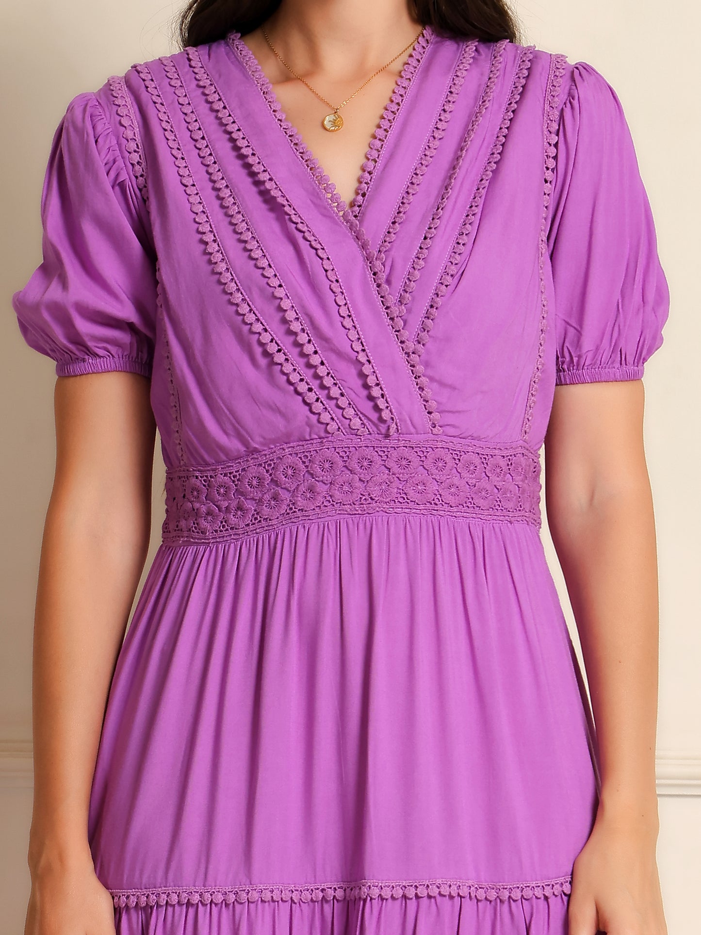 Lavender Grace Tiered Midi Dress