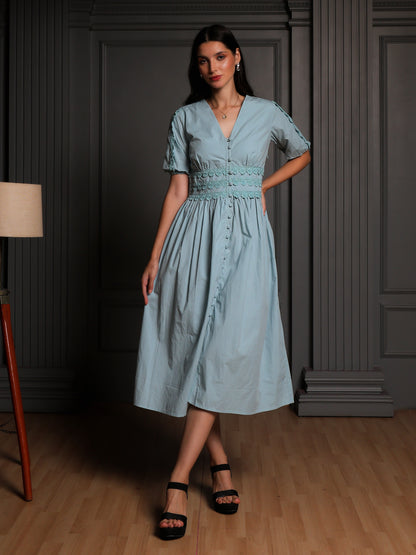 Powder Blue Grace Smocked Dress