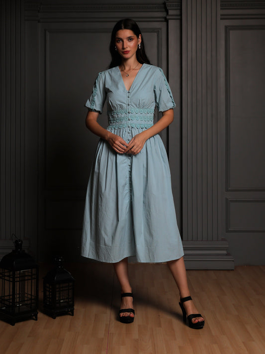 Powder Blue Grace Smocked Dress