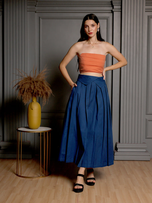 Metallic Peach Drape & Indigo Flow Set