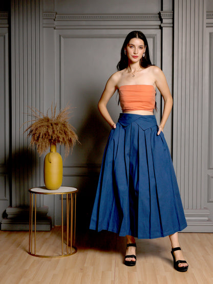 Metallic Peach Drape & Indigo Flow Set