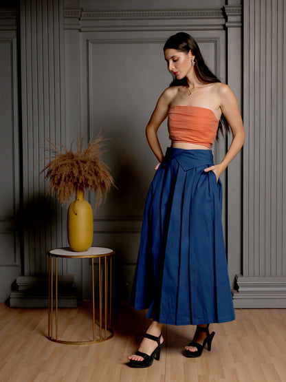 Metallic Peach Drape & Indigo Flow Set