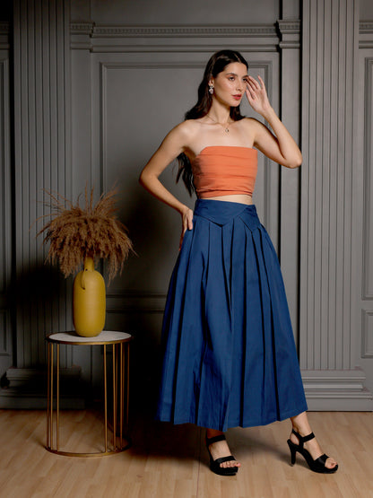 Metallic Peach Drape & Indigo Flow Set