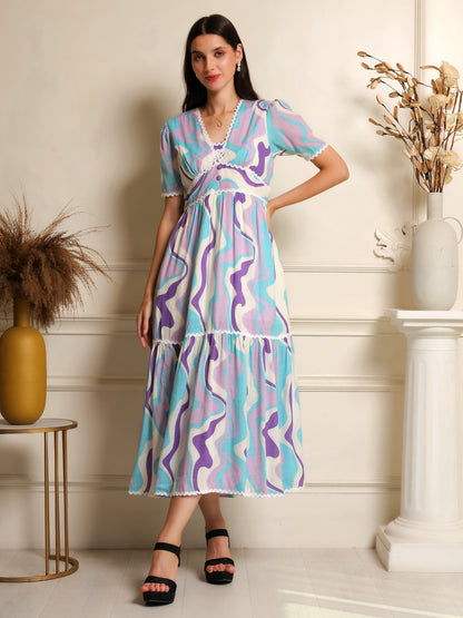 Wavy Mirage Midi Dress