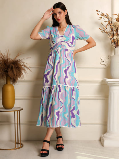 Wavy Mirage Midi Dress