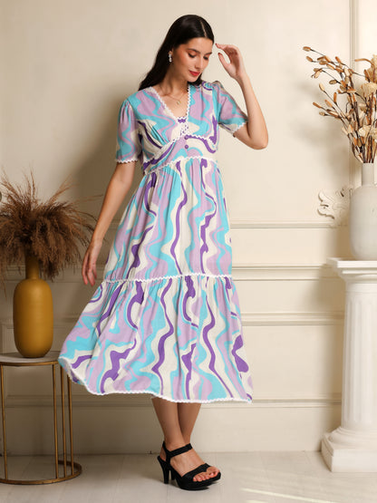 Wavy Mirage Midi Dress
