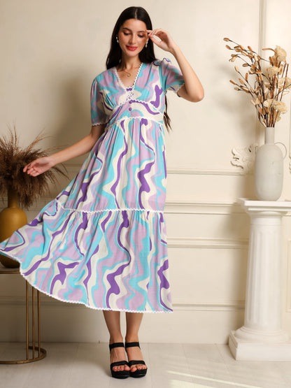 Wavy Mirage Midi Dress