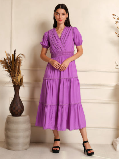 Lavender Grace Tiered Midi Dress