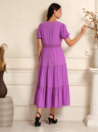Lavender Grace Tiered Midi Dress