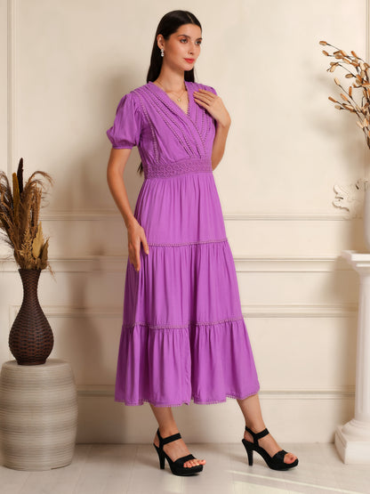 Lavender Grace Tiered Midi Dress