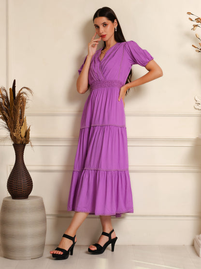Lavender Grace Tiered Midi Dress