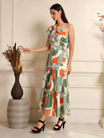 Coral Rhythm Asymmetric Dress