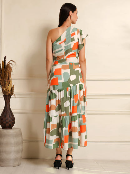 Coral Rhythm Asymmetric Dress