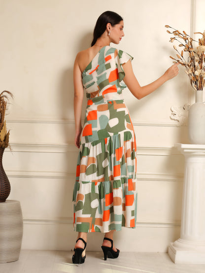Coral Rhythm Asymmetric Dress