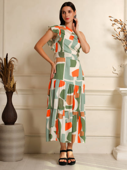 Coral Rhythm Asymmetric Dress
