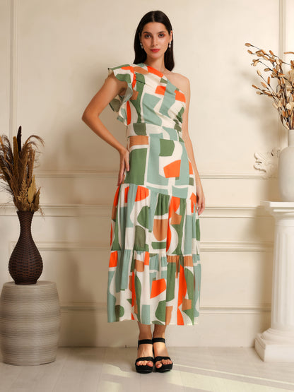 Coral Rhythm Asymmetric Dress