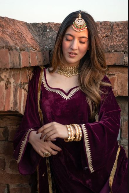 Royal Plum Velvet Elegance Kurta Set
