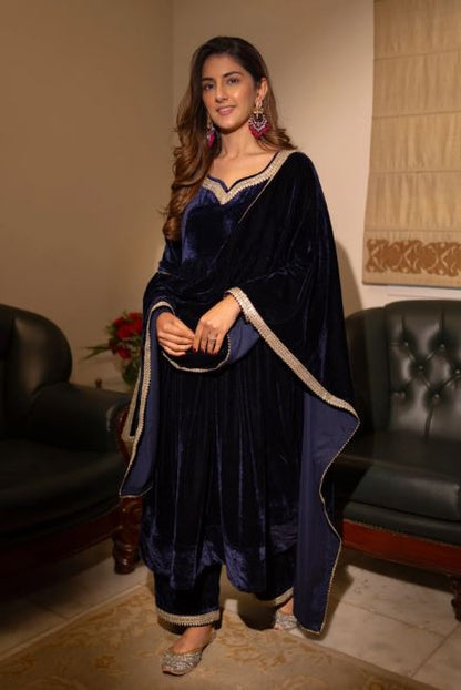 Midnight Navy Velvet Grace Set