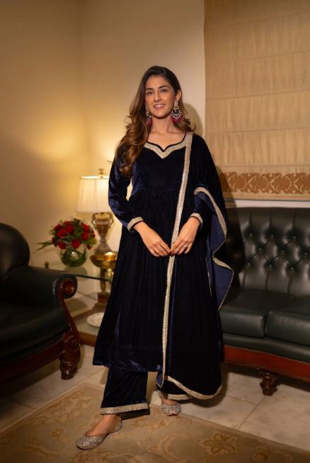 Midnight Navy Velvet Grace Set