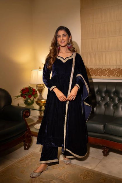 Midnight Navy Velvet Grace Set