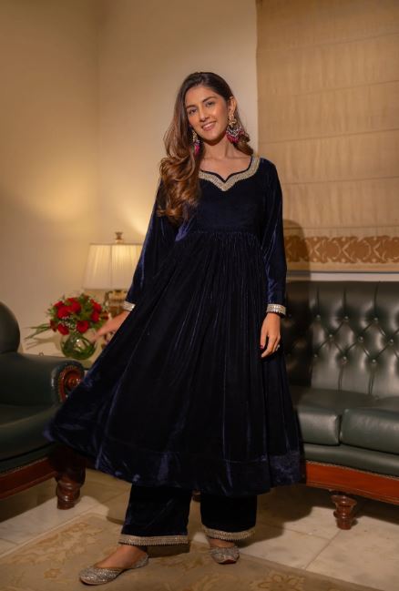 Midnight Navy Velvet Grace Set